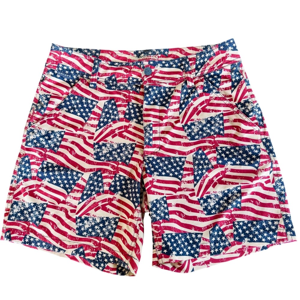 Ariat Mens American Flag Board Shorts Red White Blue Distressed USA Size 31